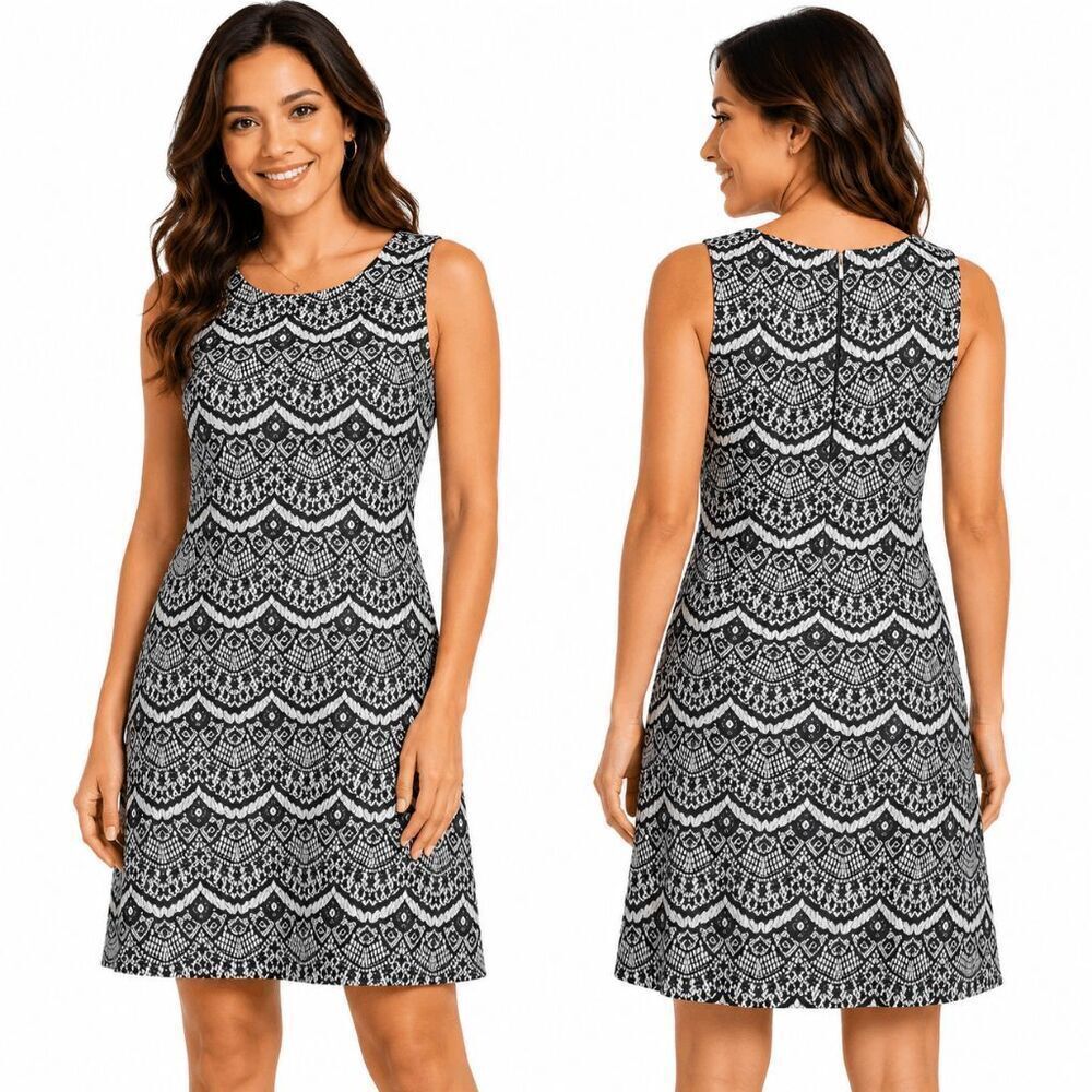 Jessica Simpson 12 Black White Lace Sheath Dress